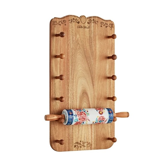 🌺 New Pioneer Woman Keepsake Floral Ceramic Rolling Pin & Rolling Pin Rack - Picture 6 of 11